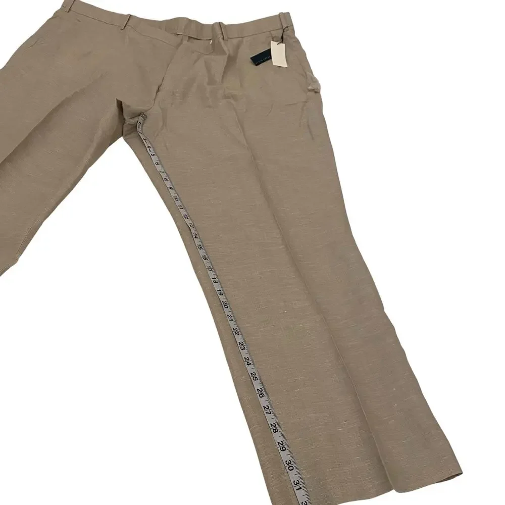 NWT Men's Perry Ellis Size 50 x 32 Linen & Cotton Blend Tan Chino Pants Trousers